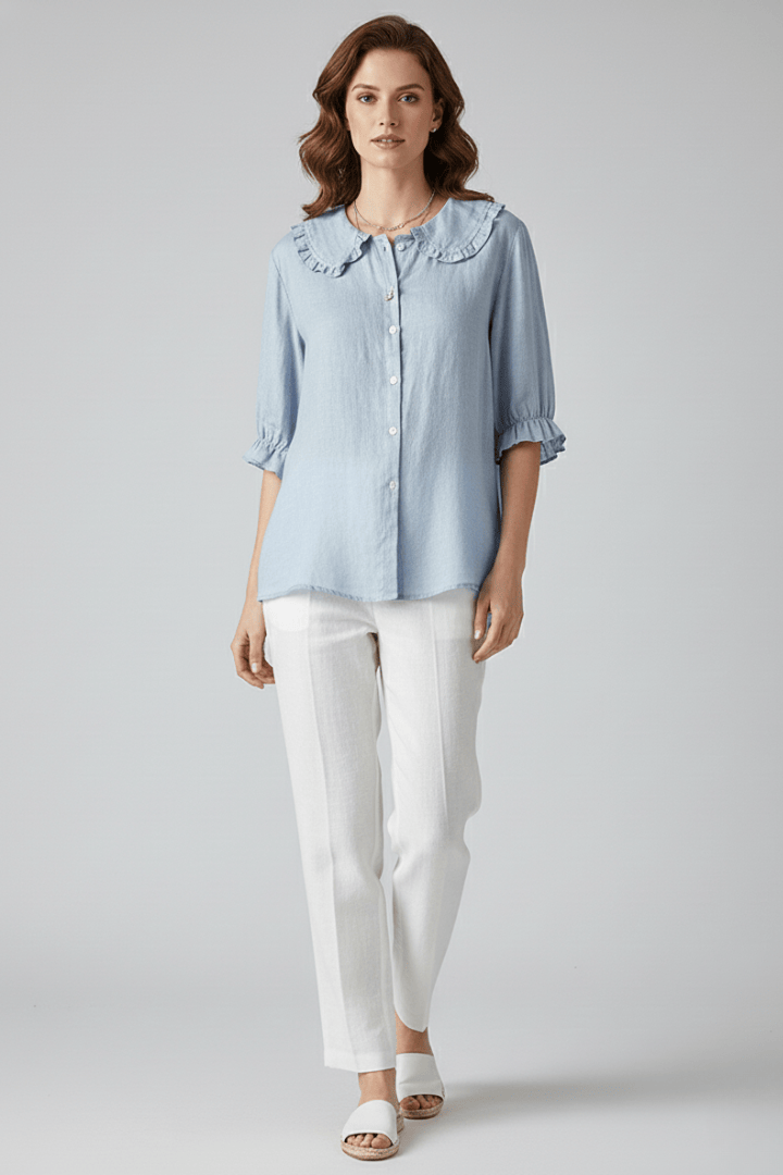 Sophie | Élégante Chemise Vintage à Volants et Boutons 0