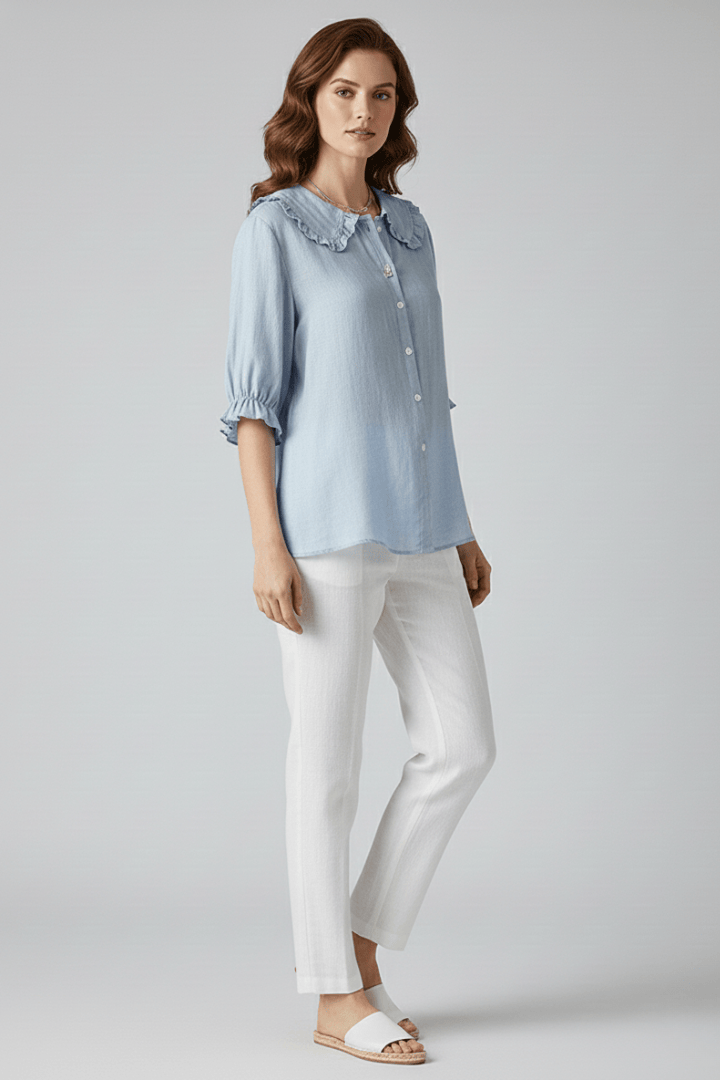 Sophie | Élégante Chemise Vintage à Volants et Boutons 1