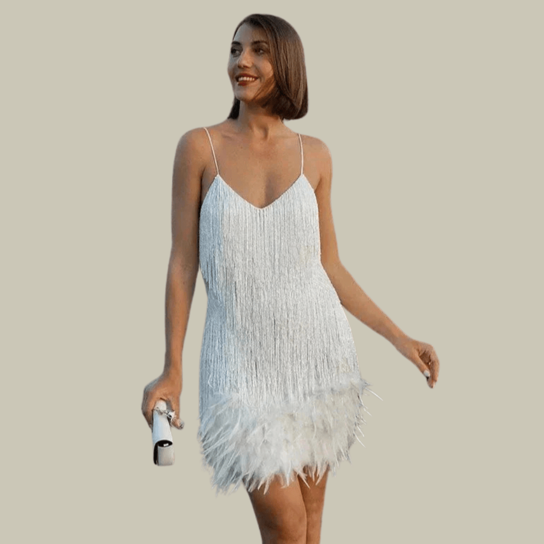 Sophie | Élégante Mini-Robe de Soirée Ajustée avec Plumes 0