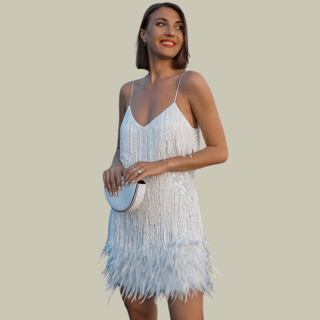 Sophie | Élégante Mini-Robe de Soirée Ajustée avec Plumes 1