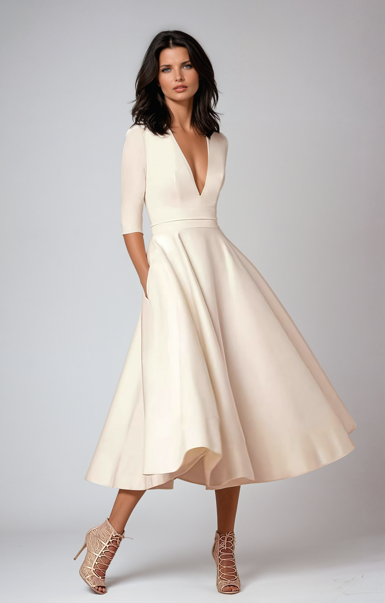 Sophie | Élégante Robe Midi Blanche pour Femme Chic 0