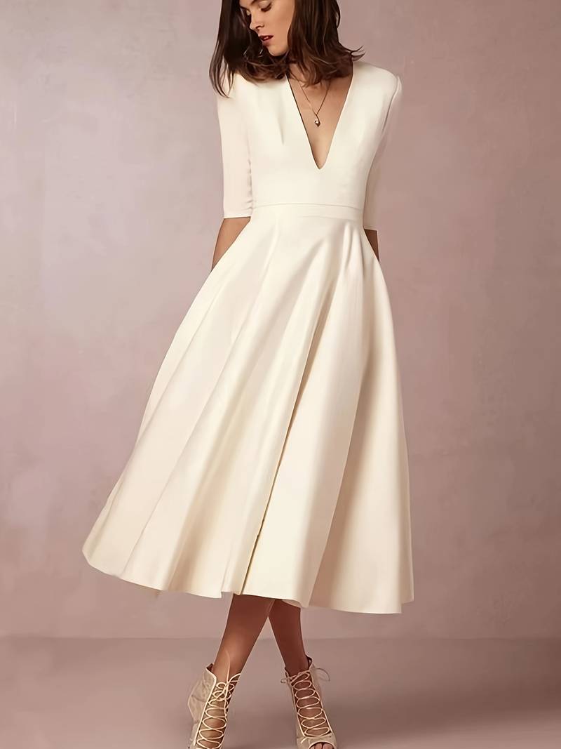 Sophie | Élégante Robe Midi Blanche pour Femme Chic 1