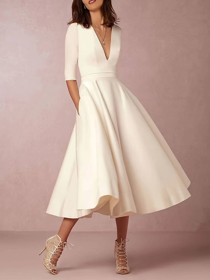 Sophie | Élégante Robe Midi Blanche pour Femme Chic 3