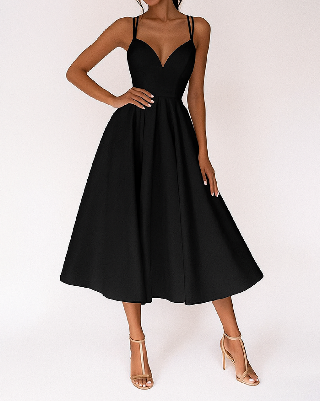 Sophie | Élégante Robe Midi Chic à Bretelles pour Femme 3