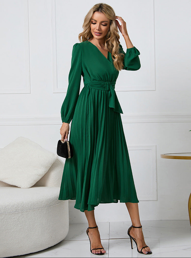 Sophie | Élégante Robe Midi Chic à Manches Longues 0