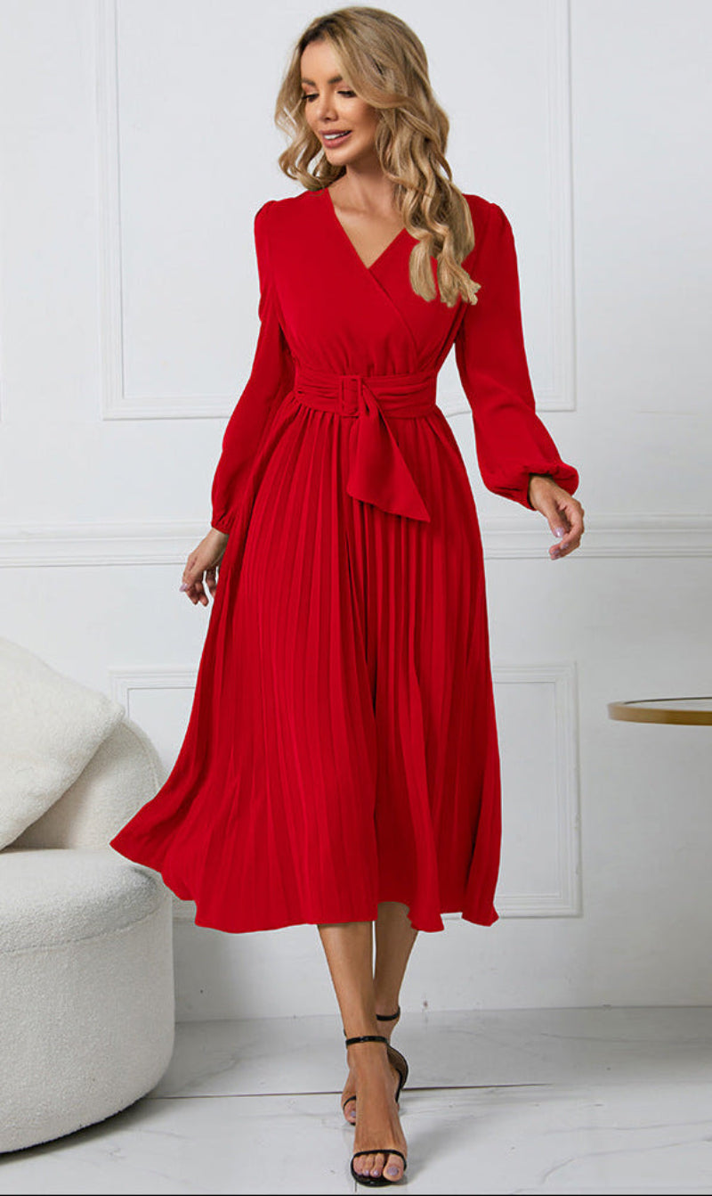Sophie | Élégante Robe Midi Chic à Manches Longues 2