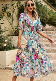 Sophie | Élégante Robe Midi Fleurie Femme Chic 0