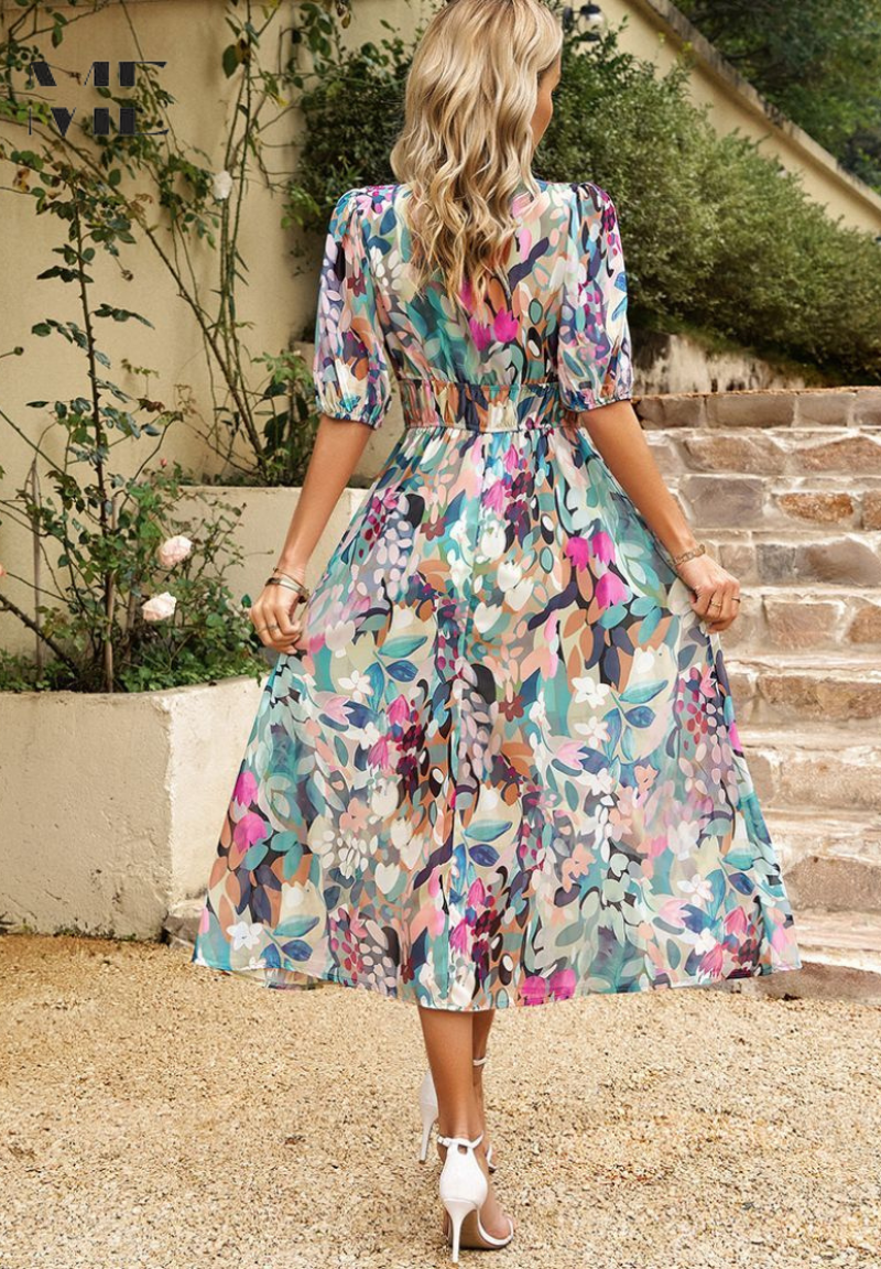 Sophie | Élégante Robe Midi Fleurie Femme Chic 1