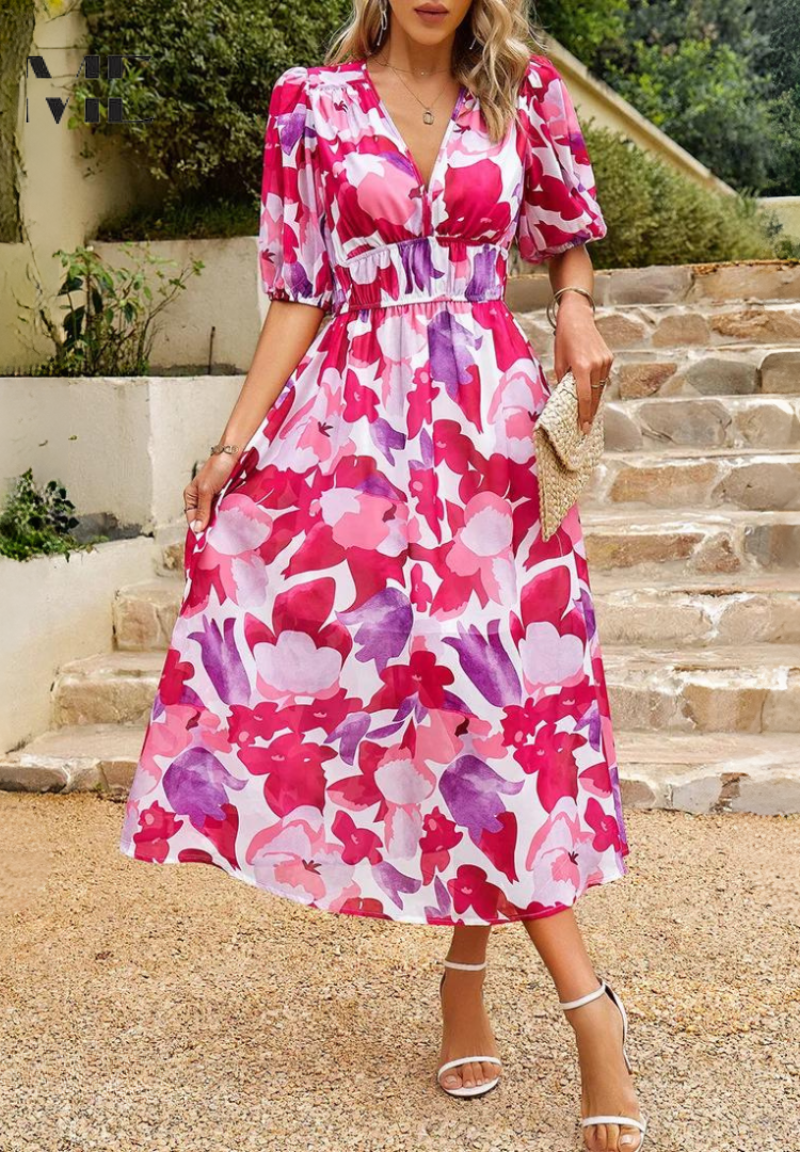 Sophie | Élégante Robe Midi Fleurie Femme Chic 6