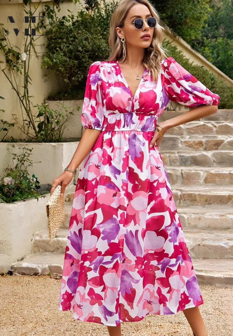 Sophie | Élégante Robe Midi Fleurie Femme Chic 7