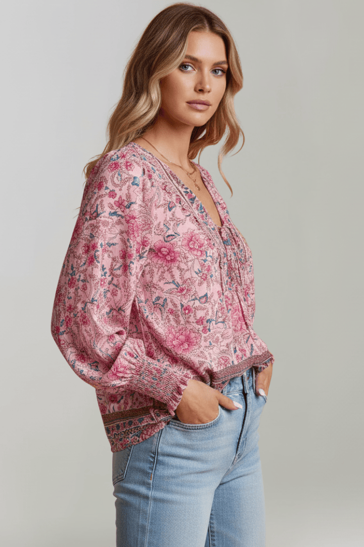 Sophie | Élégante Tunique Florale à Encolure en V 1