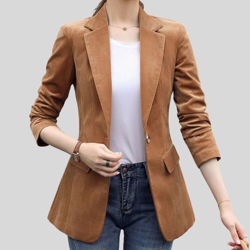 Veste-Blazer-Velour-Cotelé-Femme