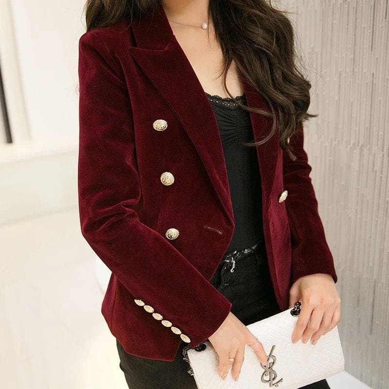 Veste-Blazer-Velours-Femme