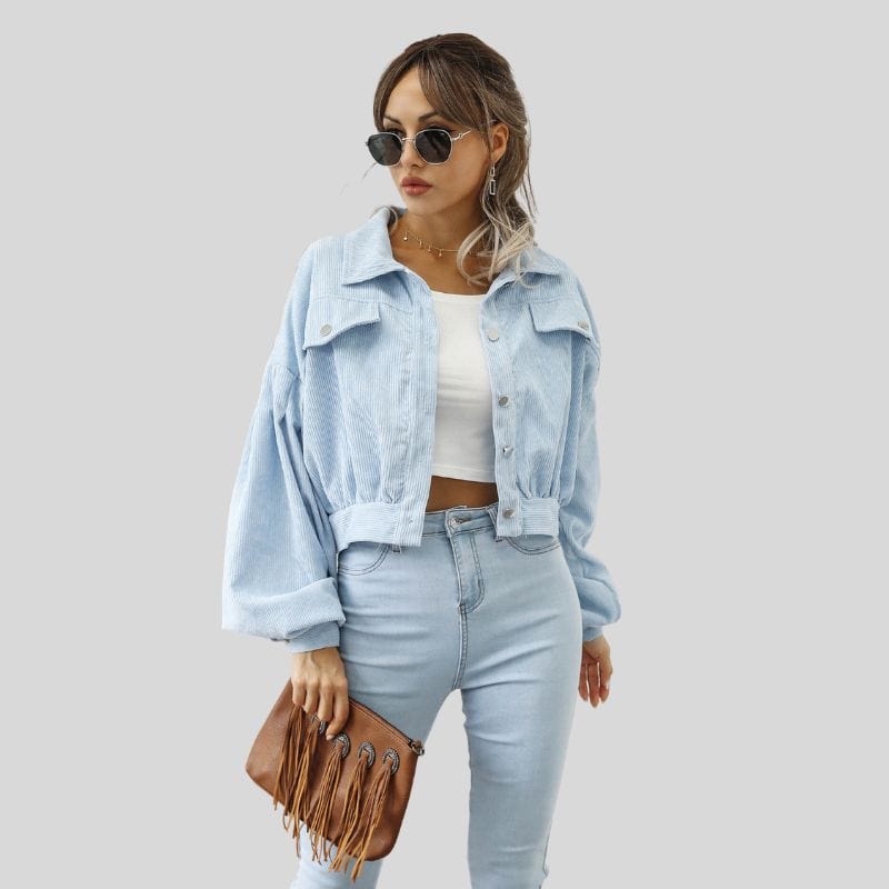 Veste-Femme-Velours-Bleu