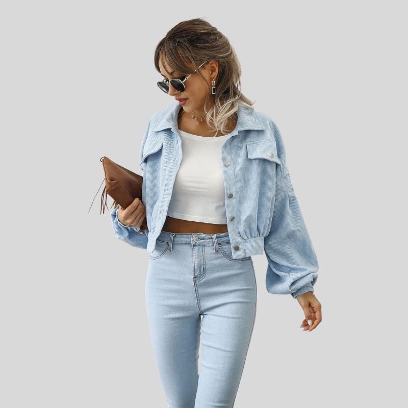 Veste-Femme-Velours-Bleu