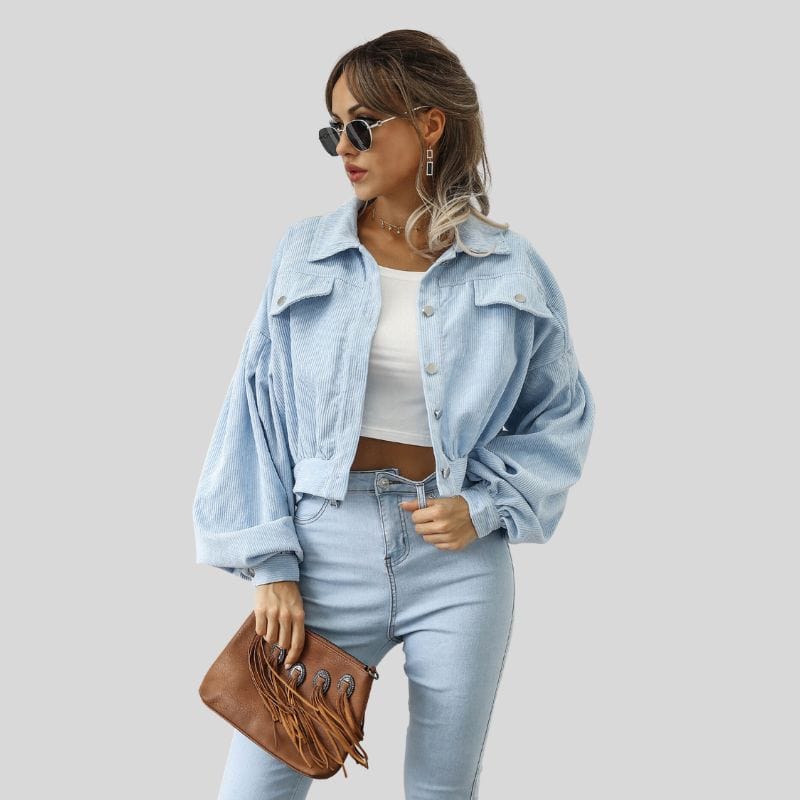 Veste-Femme-Velours-Bleu