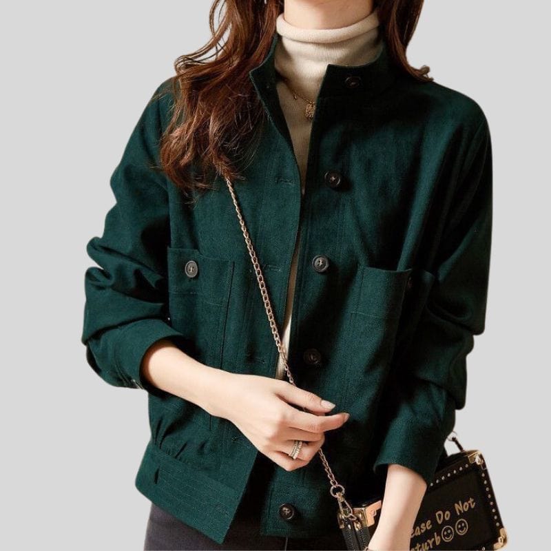 Veste-Femme-Velours-Vert