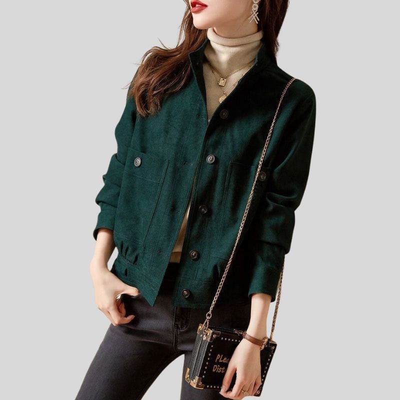 Veste-Femme-Velours-Vert