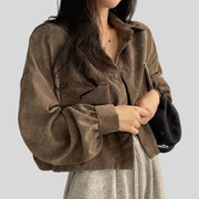 Veste-Velour-Marron-Femme