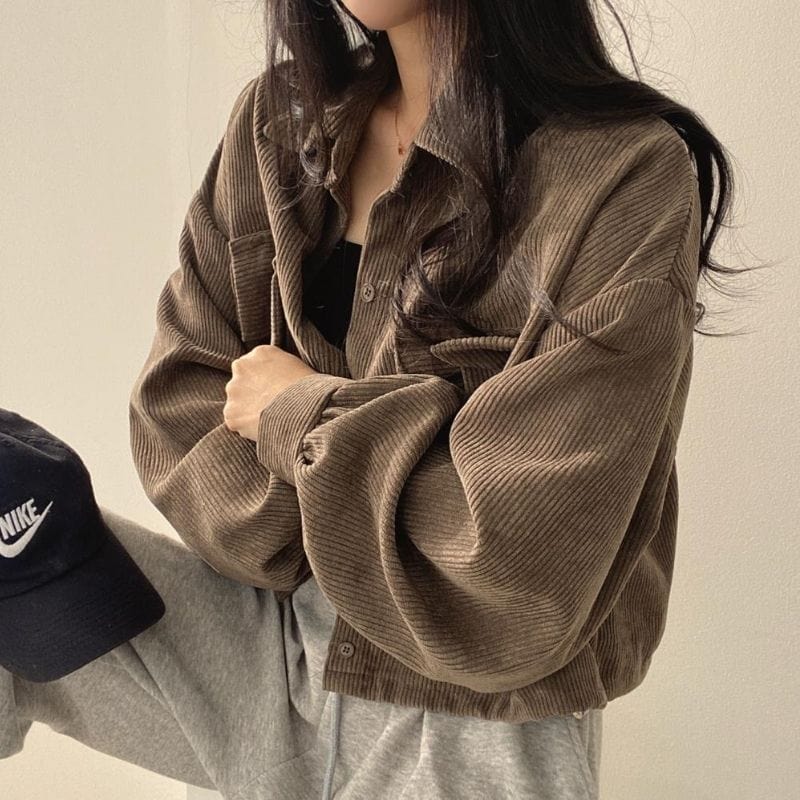 Veste-Velour-Marron-Femme