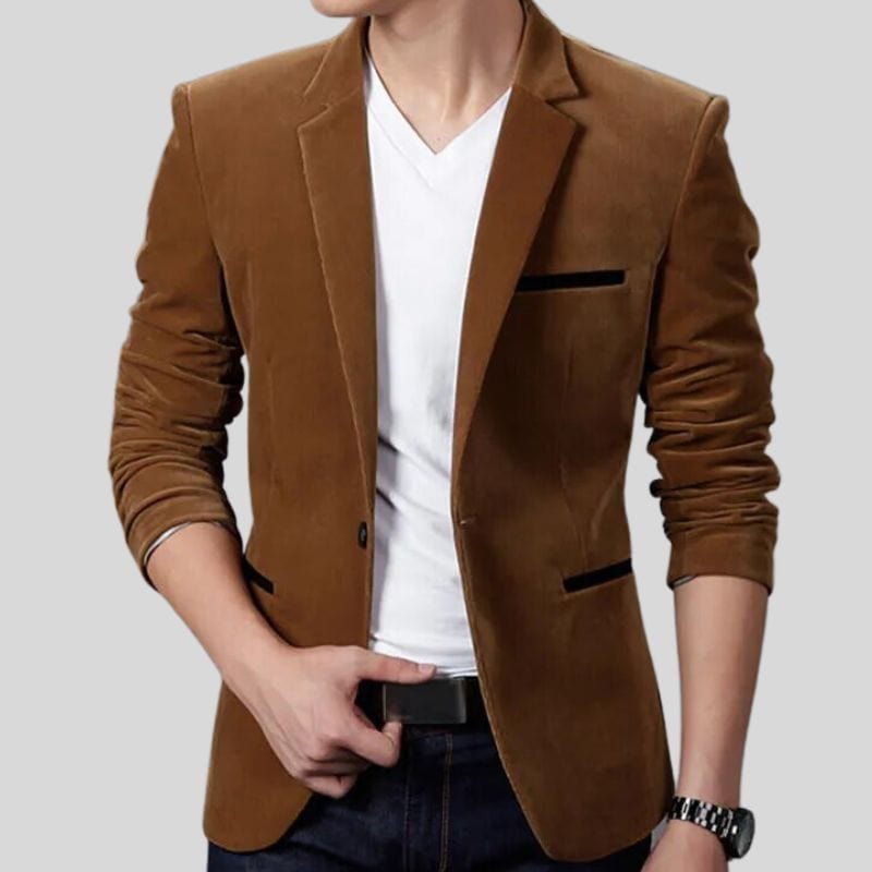 Veste-Velour-Marron-Homme