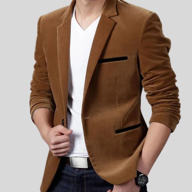 Veste-Velour-Marron-Homme