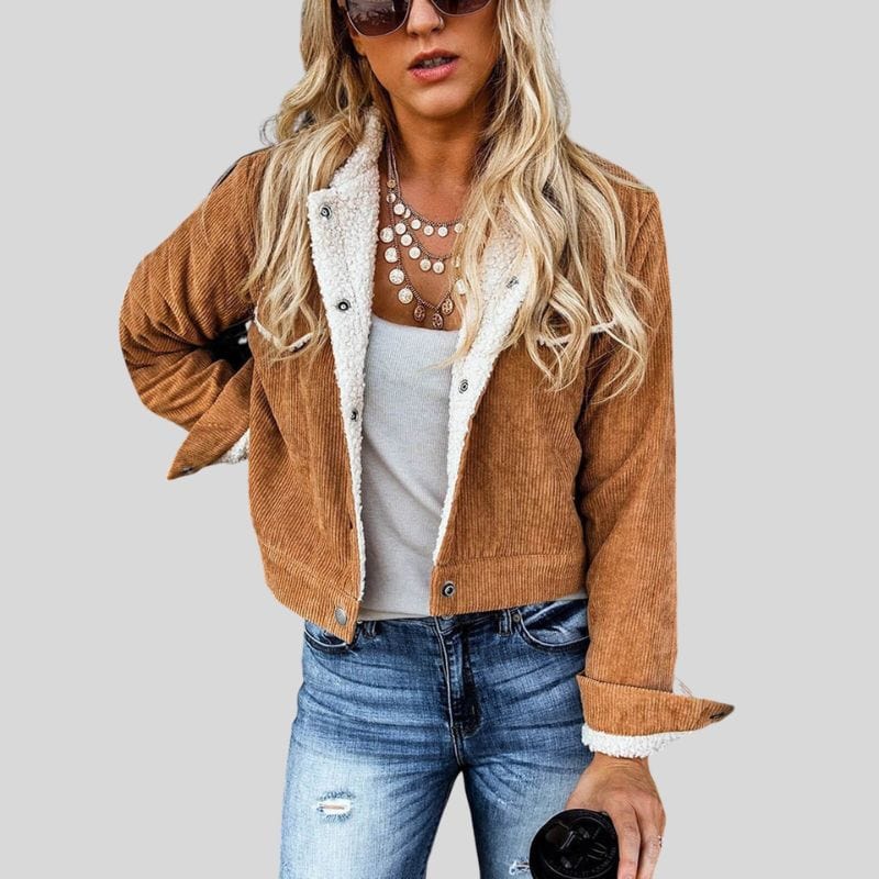 Veste-Velours-Camel-Femme