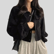 Veste-Velours-Cotelé-Femme-Noir