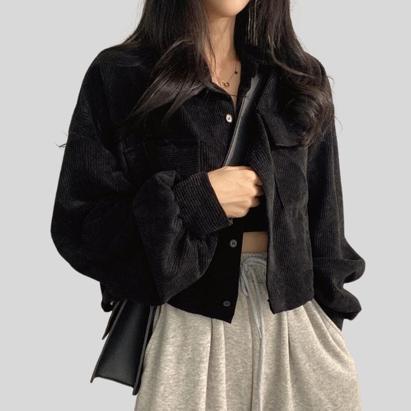 Veste-Velours-Cotelé-Femme-Noir