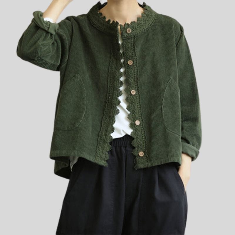 Veste-Velours-Cotelé-Femme-Vert