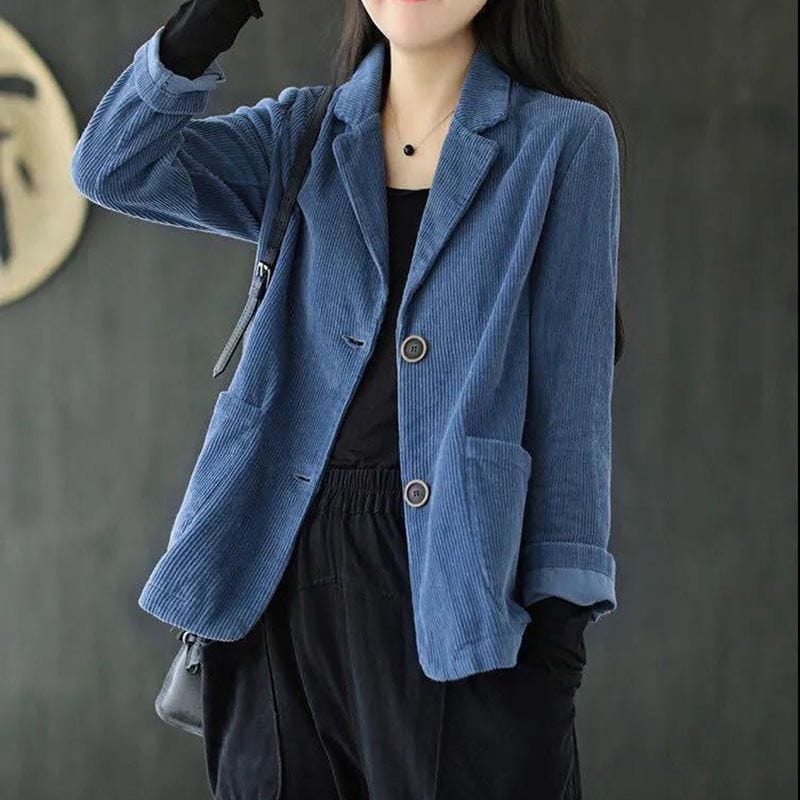 Veste-Velours-Femme-Bleu