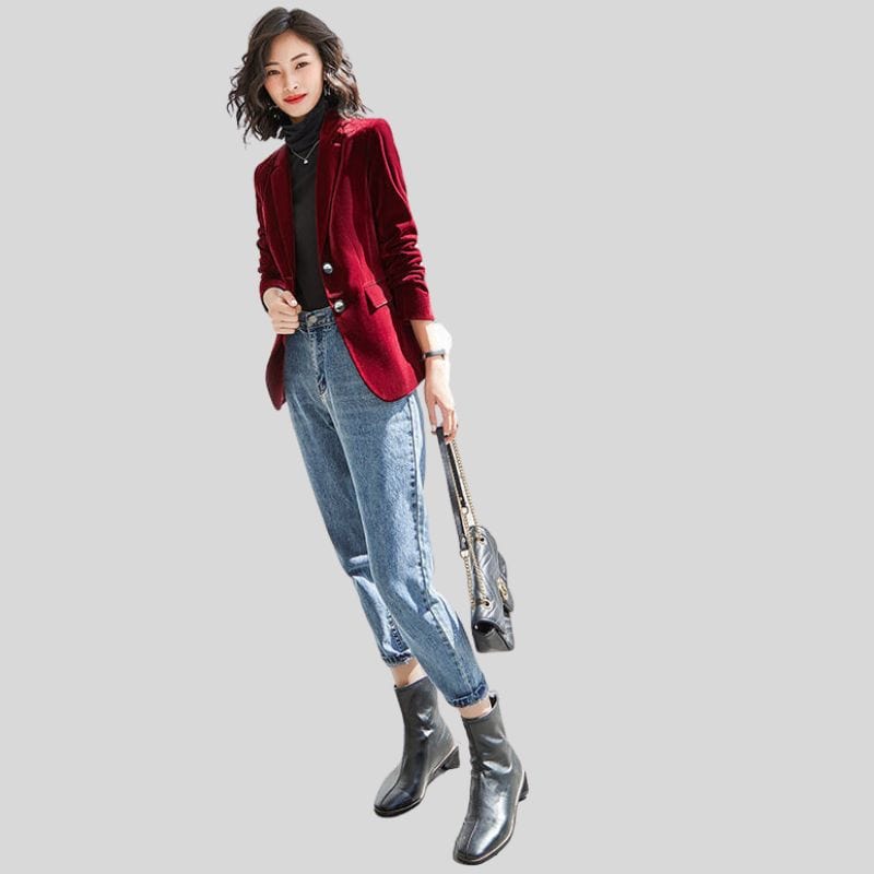 Veste-Velours-Femme-Bordeaux