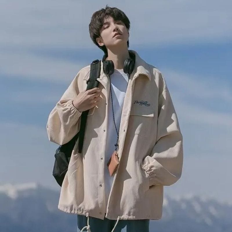 Veste-Velours-Homme-Beige