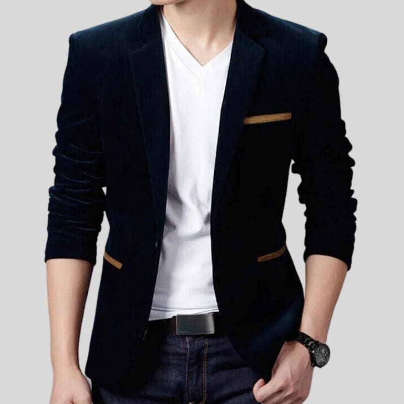 Veste-Velours-Homme-Bleu-Marine