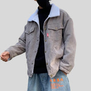 Veste-Velours-Homme-Grise