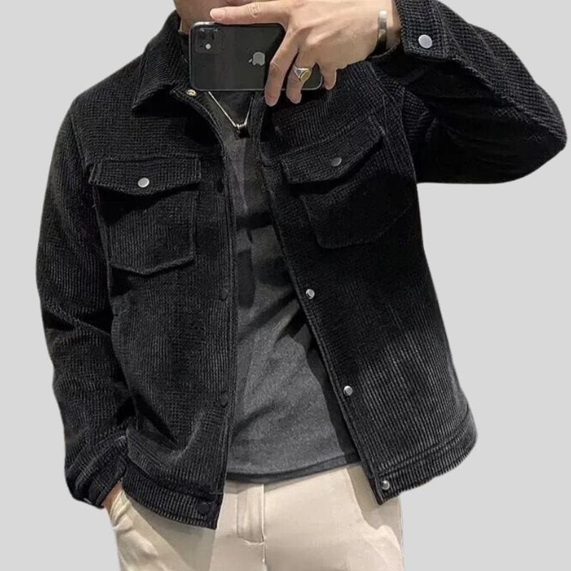 Veste-Velours-Noire-Homme