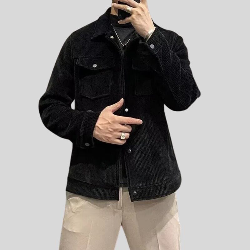 Veste-Velours-Noire-Homme