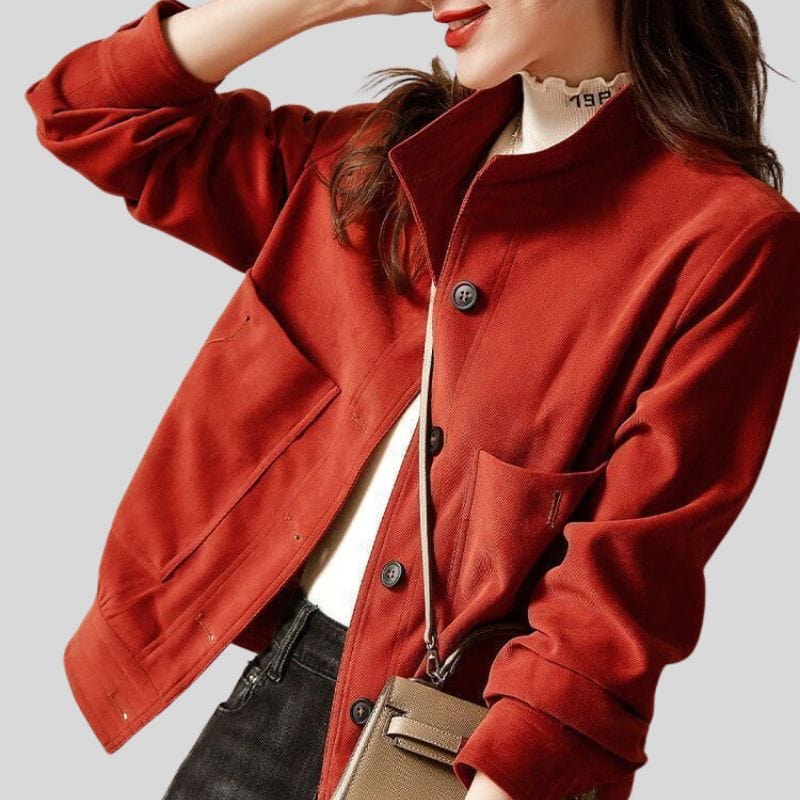 Veste velours 2025 femme rouge