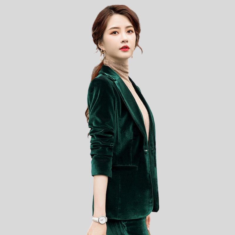 Veste-Velours-Verte-Femme