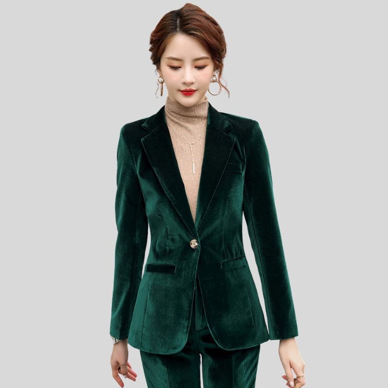 Veste-Velours-Verte-Femme