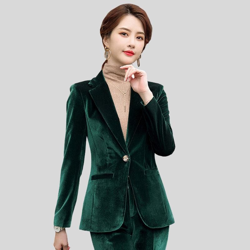 Veste-Velours-Verte-Femme