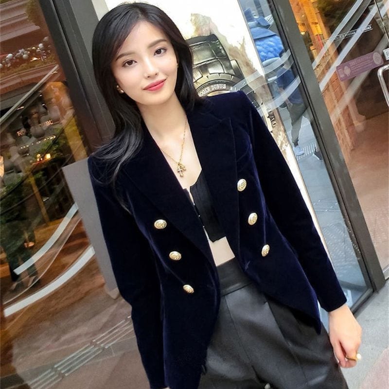 Veste-en-Velours-Bleu-Marine-Femme