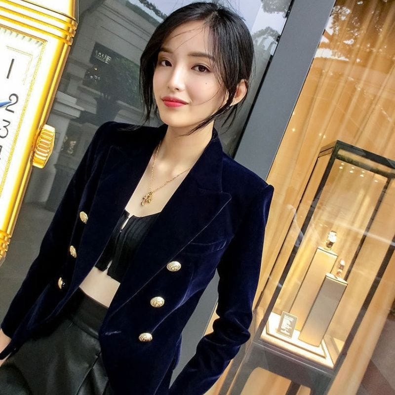 Veste-en-Velours-Bleu-Marine-Femme