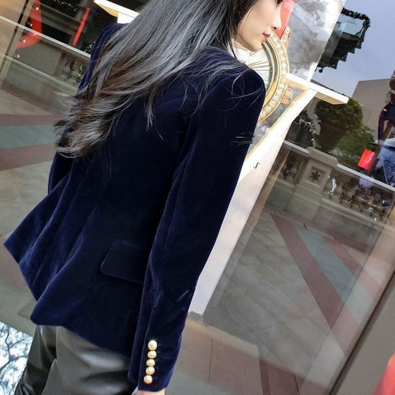 Veste-en-Velours-Bleu-Marine-Femme