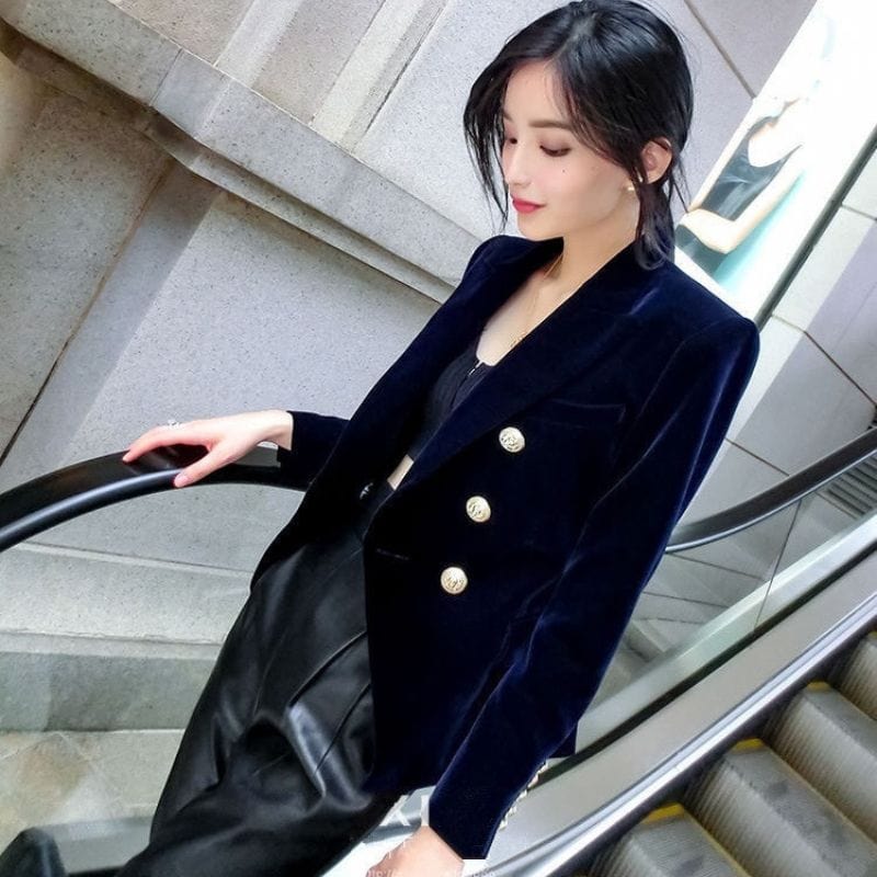 Veste-en-Velours-Bleu-Marine-Femme