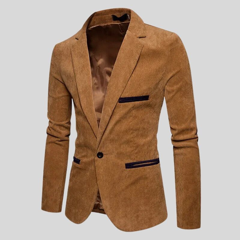 Veste-en-Velours-Homme-Marron