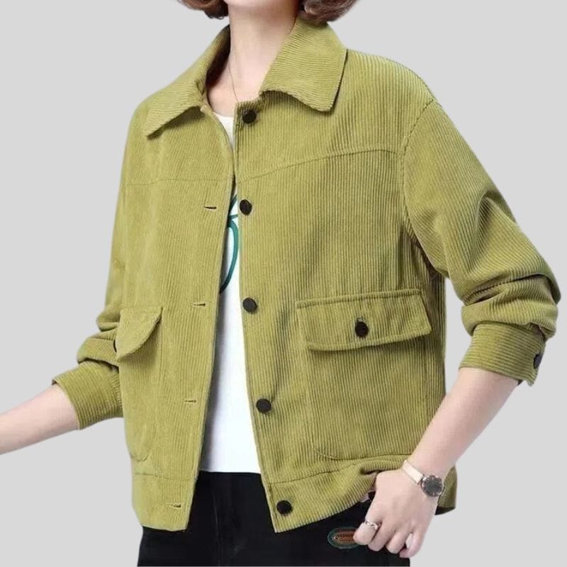 Veste Velours Côtelé Femme à Capuche - Chemise Boutonnée Automne Mi-Saison Décontractée