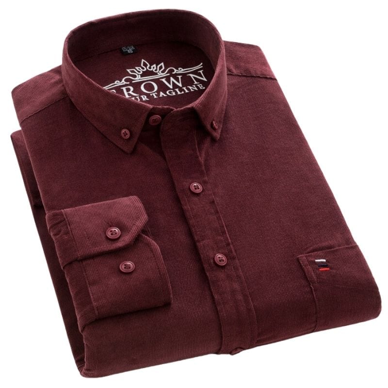 Chemise-Velours-Homme-Bordeaux