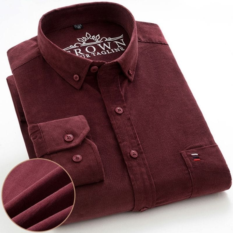 Chemise-Velours-Homme-Bordeaux