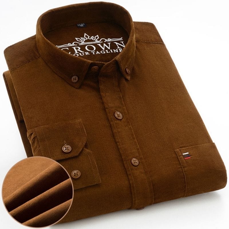 Chemise-Velours-Marron-Homme